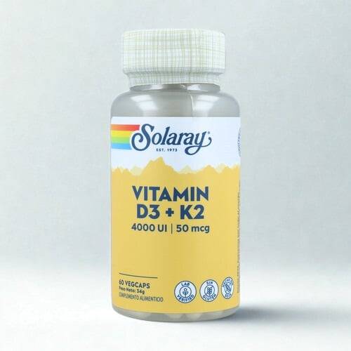 Vitamina D3 + K2, 60  cápsulas | Solaray
