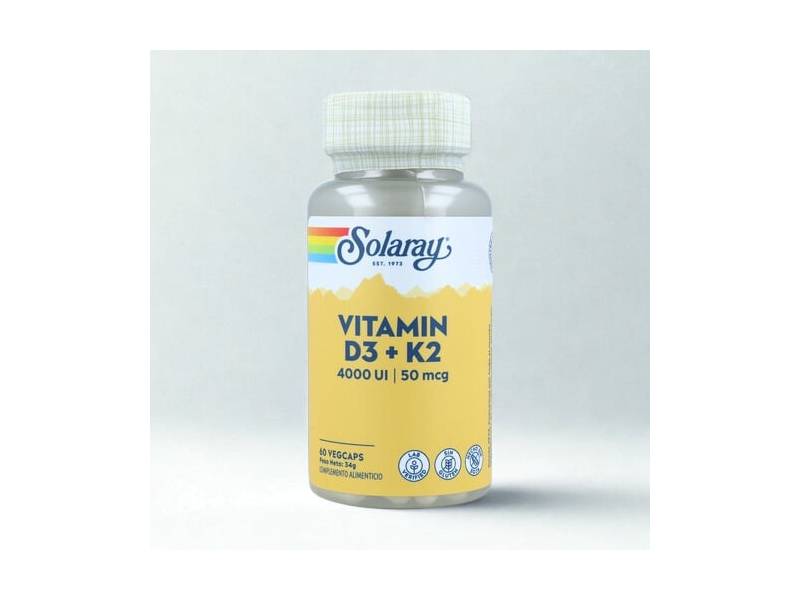 Vitamina D3 + K2, 60  cápsulas | Solaray