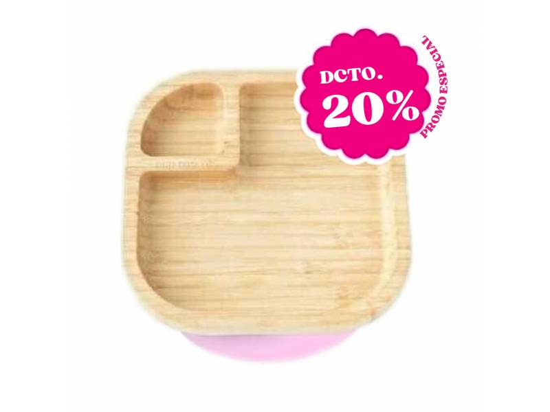 Plato bambú c/ventosa rosa, de ECORASCALS