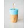 Vaso Bambú con pajita color azul, de Ecorascals