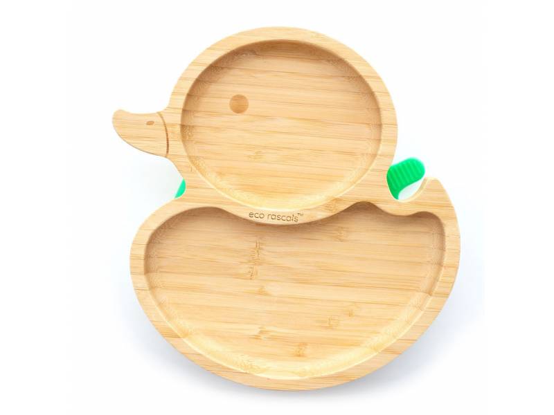 Plato bambú Eco rascals Pato verde
